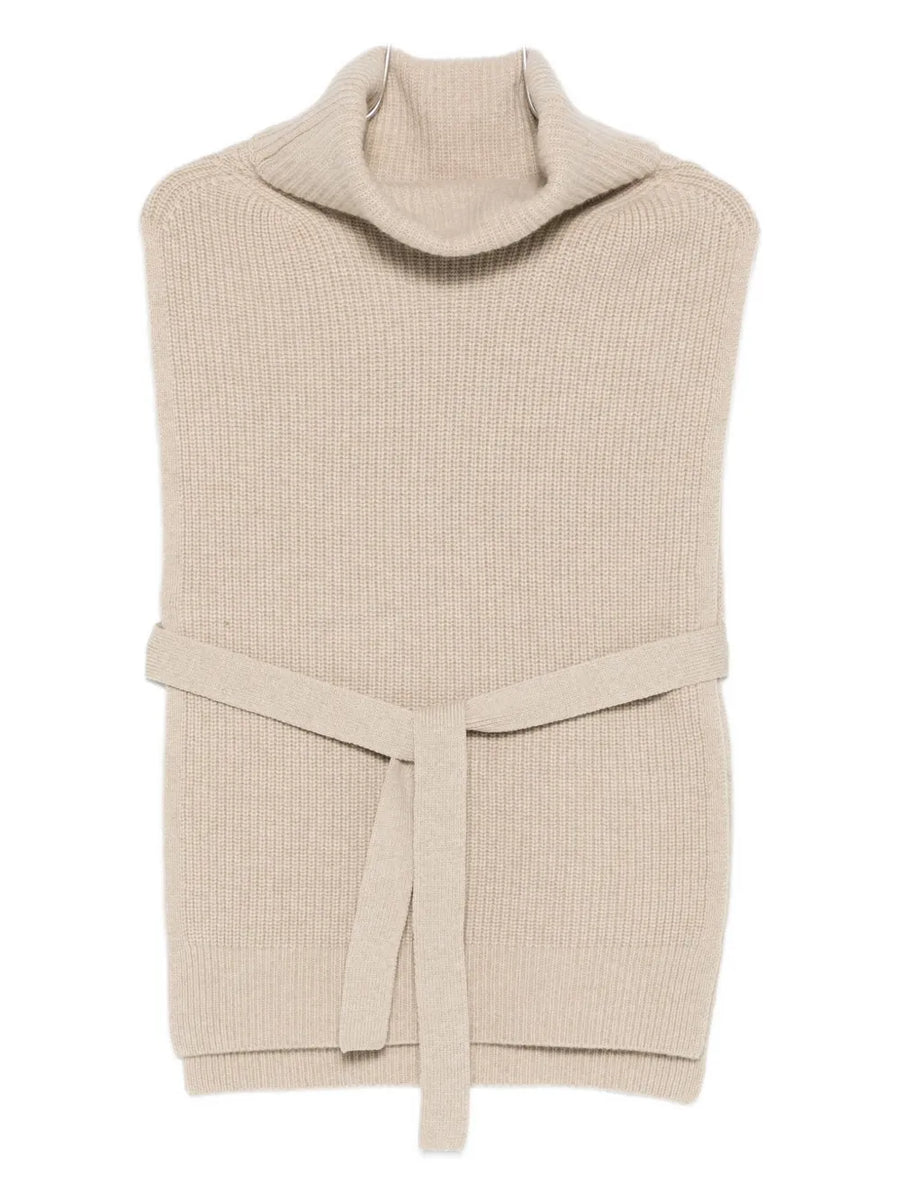 Yves Salomon 100% Ribbed Knit tank top in beige