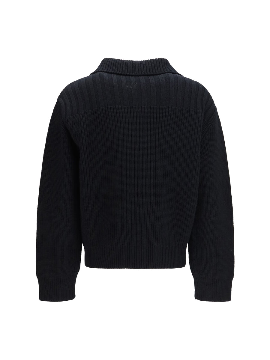 Cardigan High-Neck Merino Wool Black