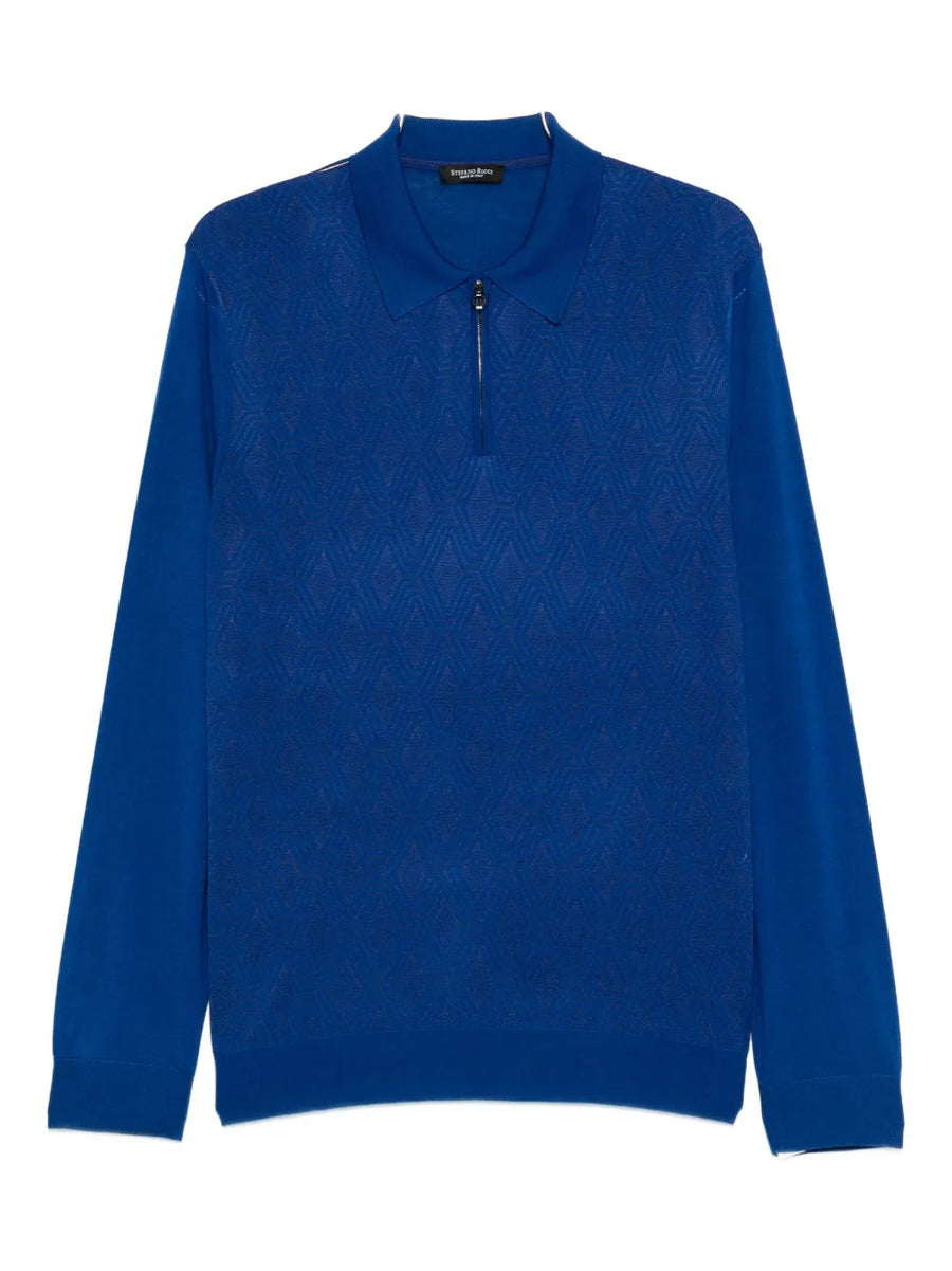 Stefano Ricci Wool 50% polo shirt in blue