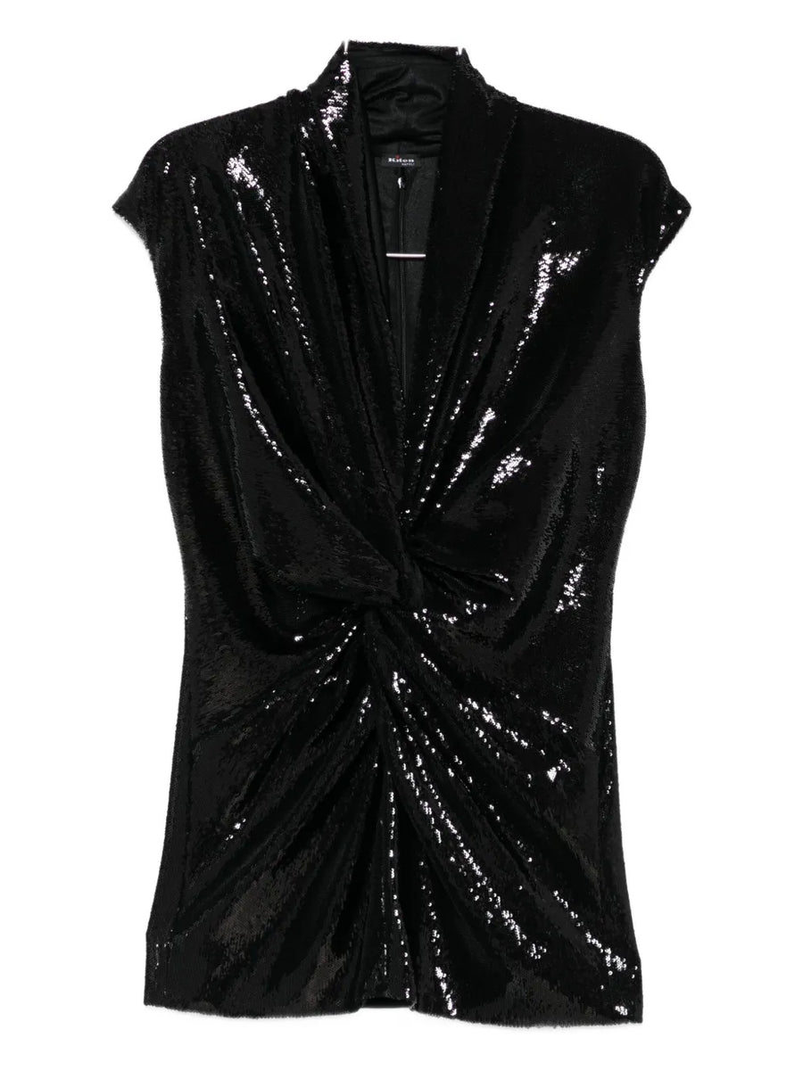 Kiton 100% sequin tank top in black