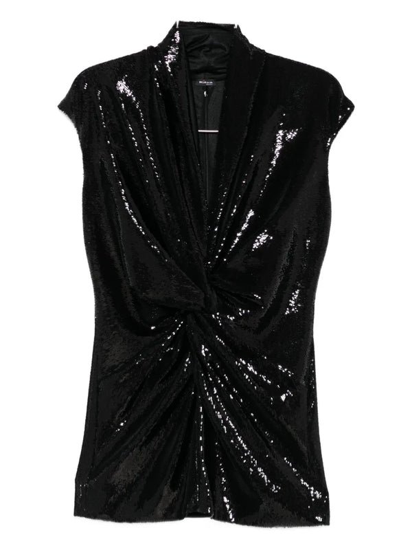 Kiton 100% sequin tank top in black
