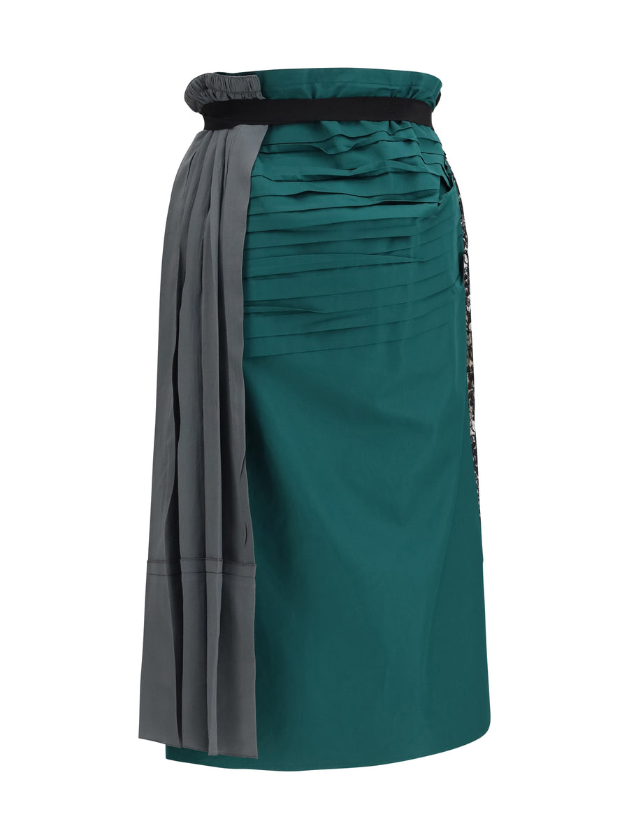 Midi Patchwork Skirt Hematite Silk
