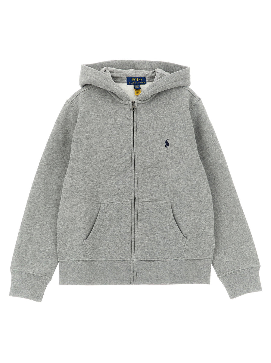 Polo Ralph Lauren Logo-Embroidered Cotton Blend Hoodie — gray