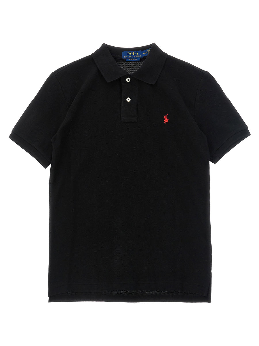 Polo Ralph Lauren Logo-Embroidered Piqué Cotton Polo — Black