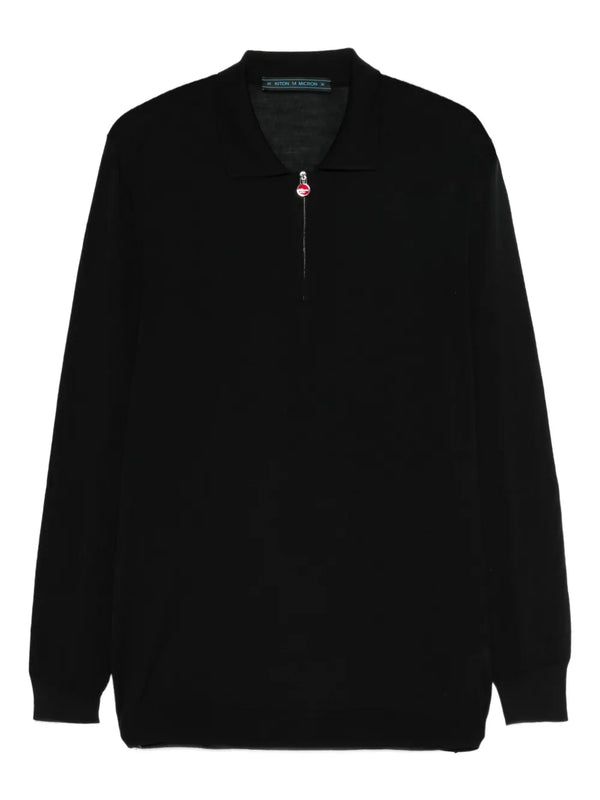 Kiton 100% cotton polo shirt in black