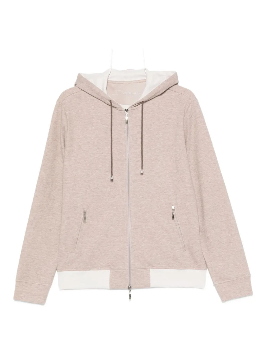 Doriani Cashmere 100% hooded cardigan in beige