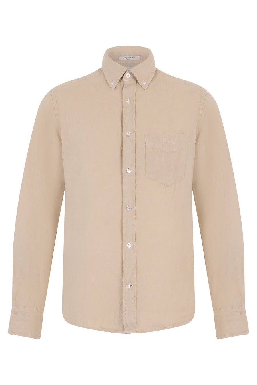 Long-Sleeve Linen Shirt Beige