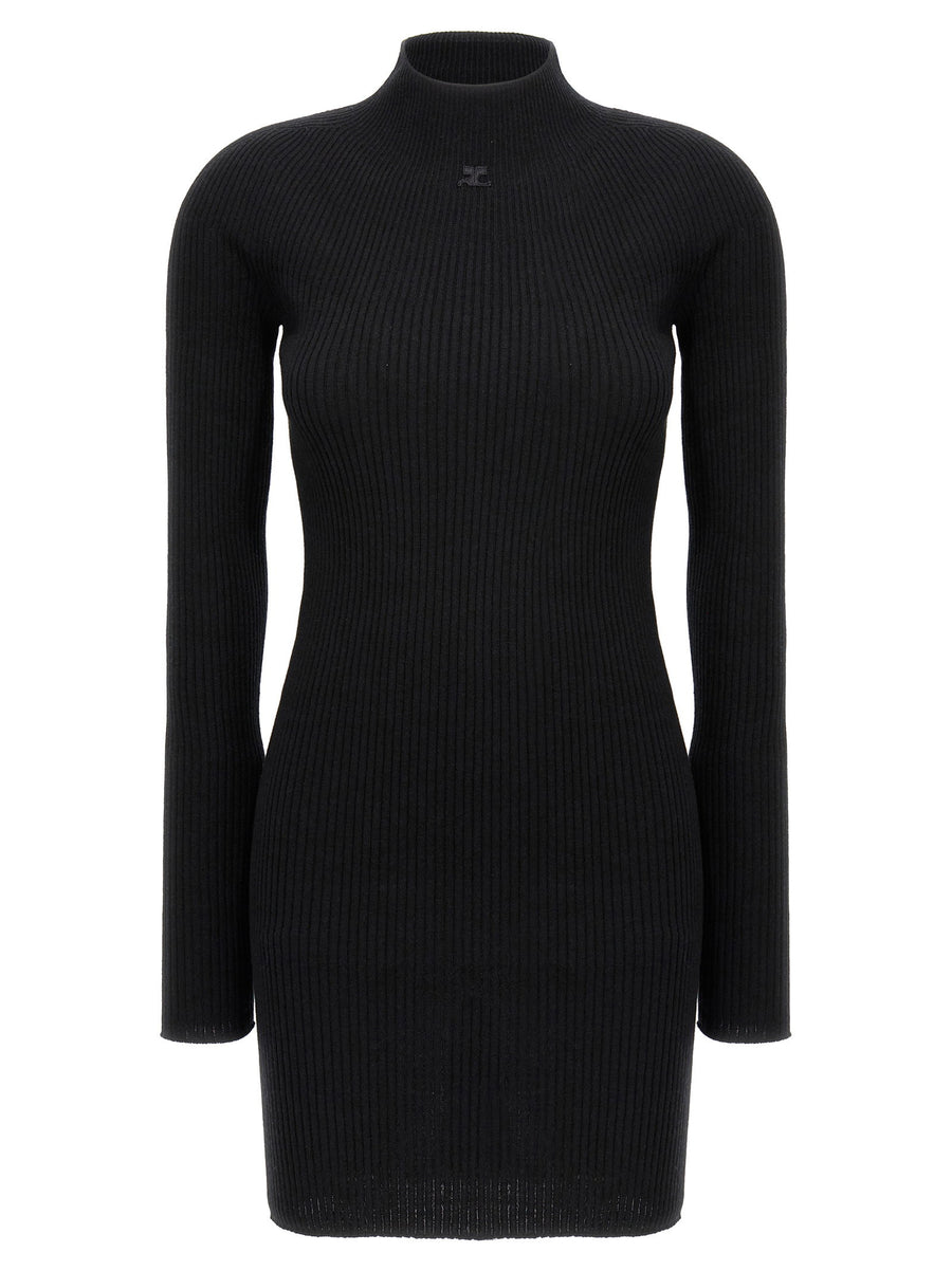 Courreges Solar Light Ribbed Knit Sweater — Black