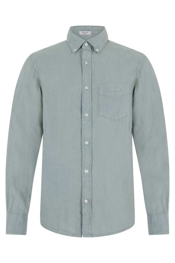 Long-Sleeve Linen Shirt Green