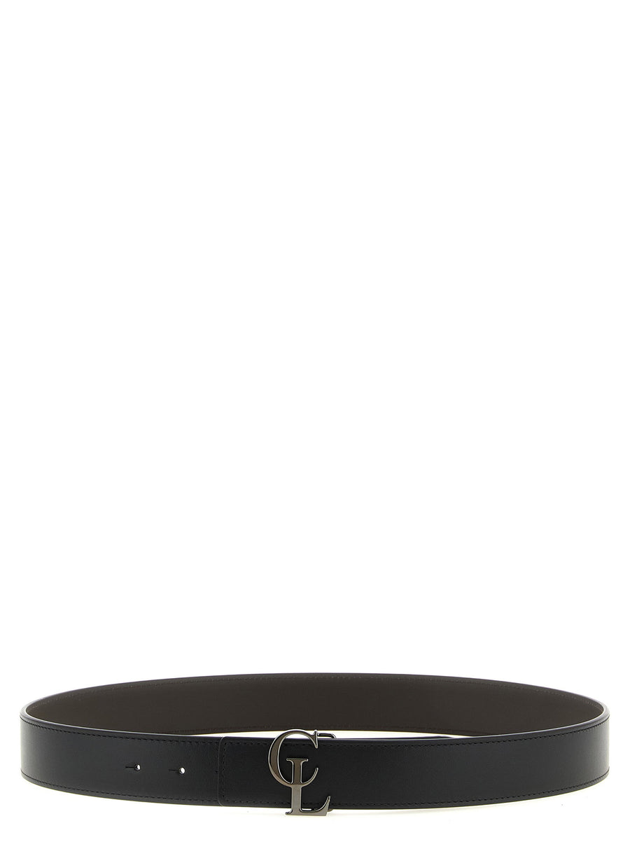 Christian Louboutin CL Reversible Logo Buckle Belt — Black