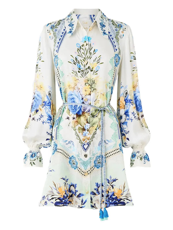 Camilla Silk 100% shirt dress in white