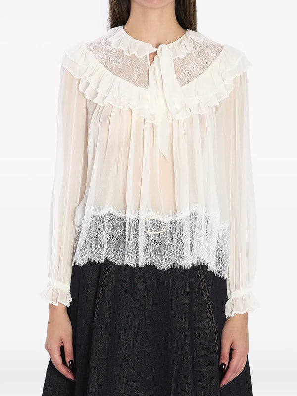 Self-Portrait Viscose 100% blouse in white