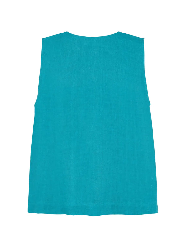 Eres Linen 100% tank top in turquoise