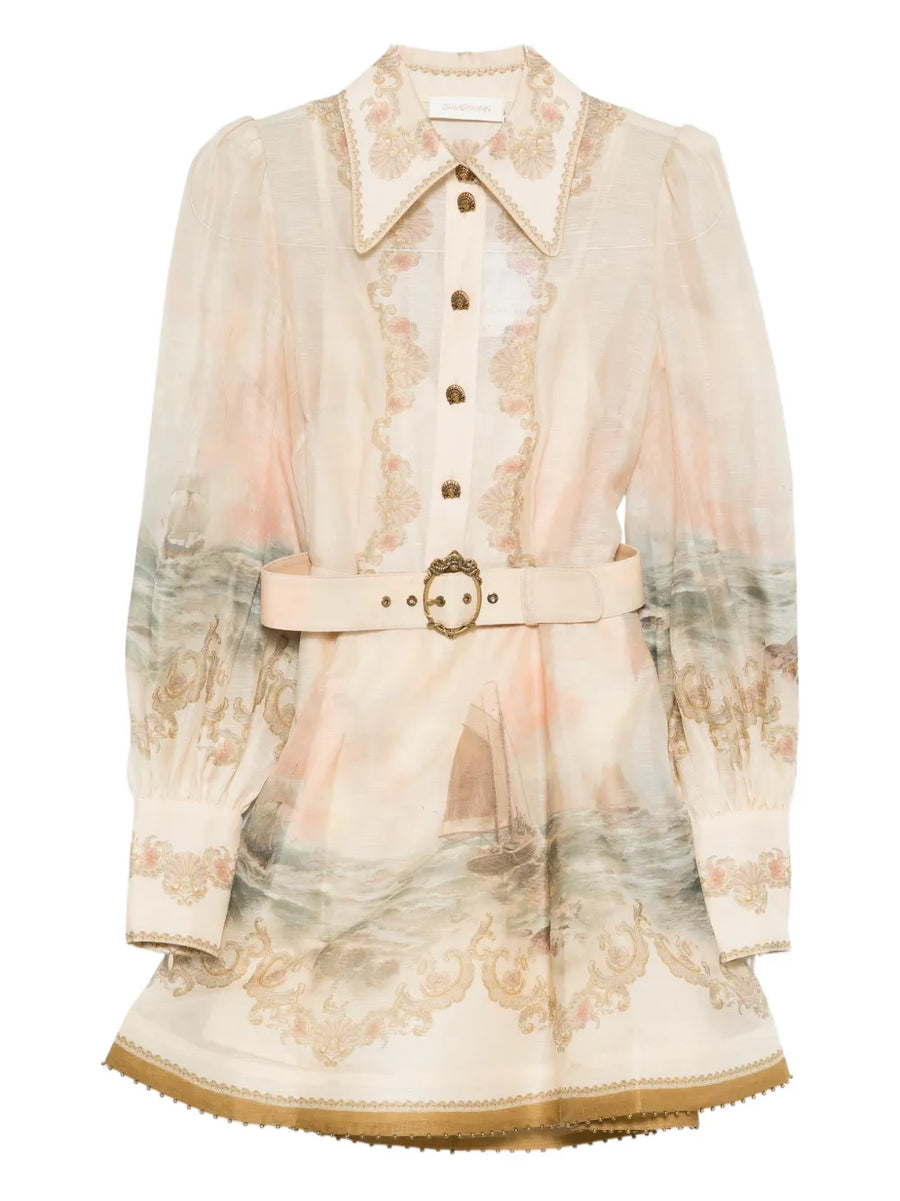 Zimmermann Outer: Linen/Flax 55% dress in cream