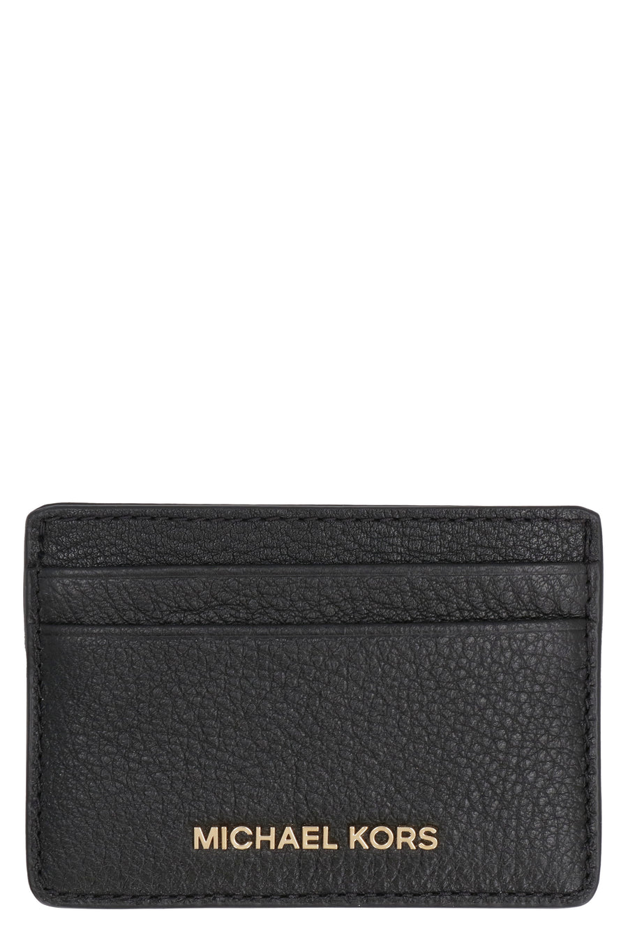Leather Card Holder With Logo Detail Black Cow Hide Wallets & Purses