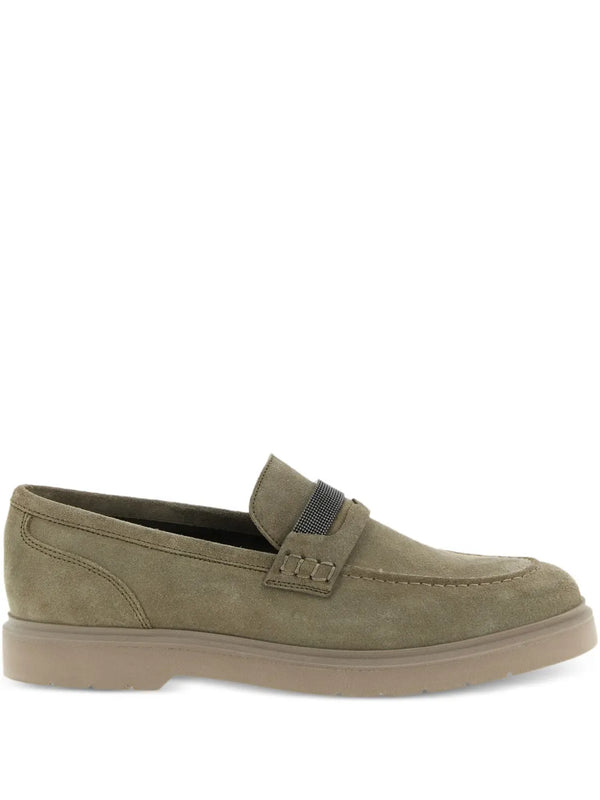 Brunello Cucinelli Outer: Calf Suede 100% loafer in khaki