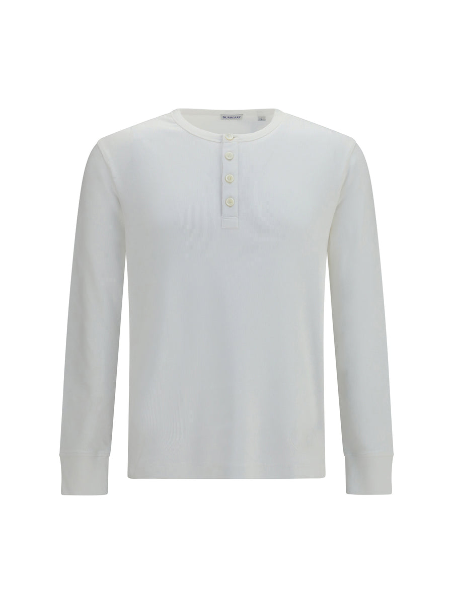 Long-Sleeve Cotton Top Chalk T-shirts