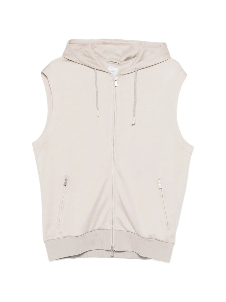 Eleventy Silk 57% vest in sand beige