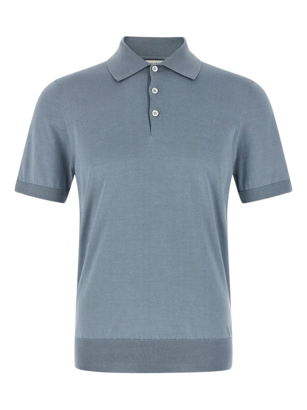 Brunello Cucinelli Cotton 100% polo shirt in blue