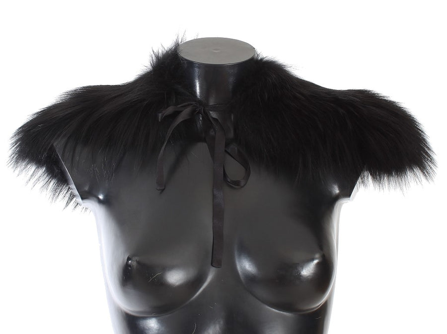 Dolce & Gabbana 100% Fox Fur Argentata shawl in black