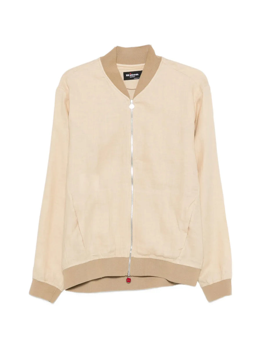 Kiton Linen/Flax 100% bomber jacket in beige