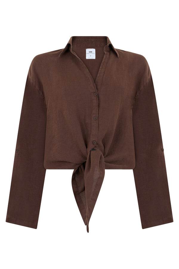 Linen Crop Top Chocolate Martini Shirt