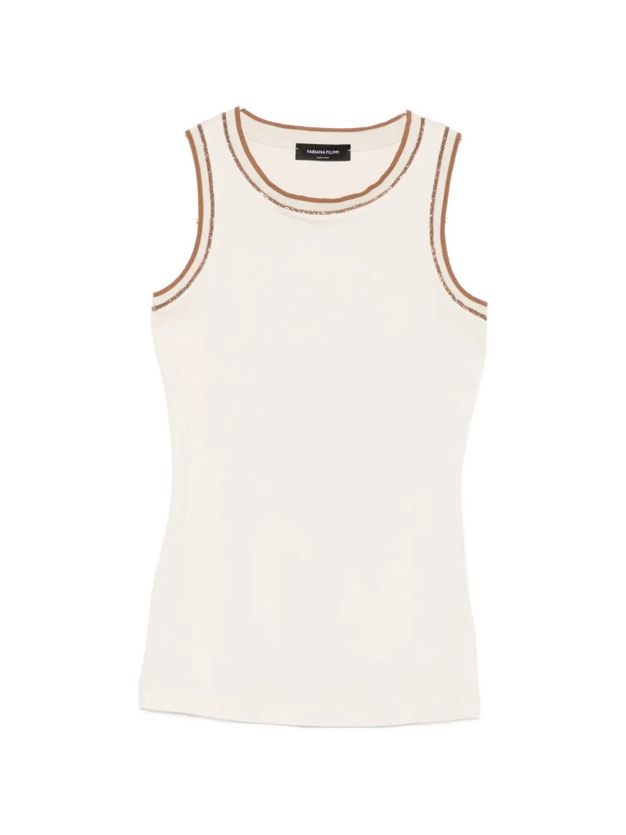 Fabiana Filippi Cotton 94% tank top in cream