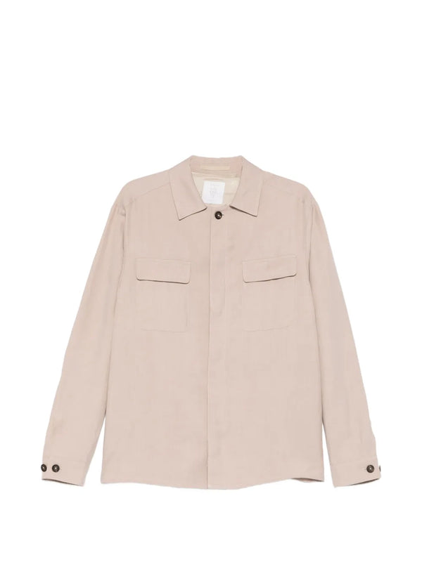 Eleventy Outer: Goat Skin 100% shirt jacket in beige