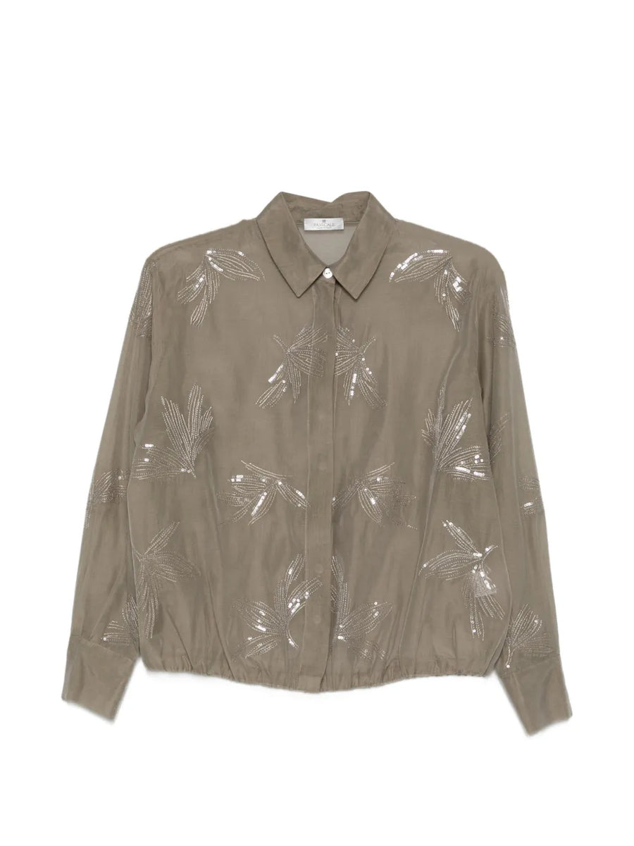 Panicale Cotton 68% blouse in taupe