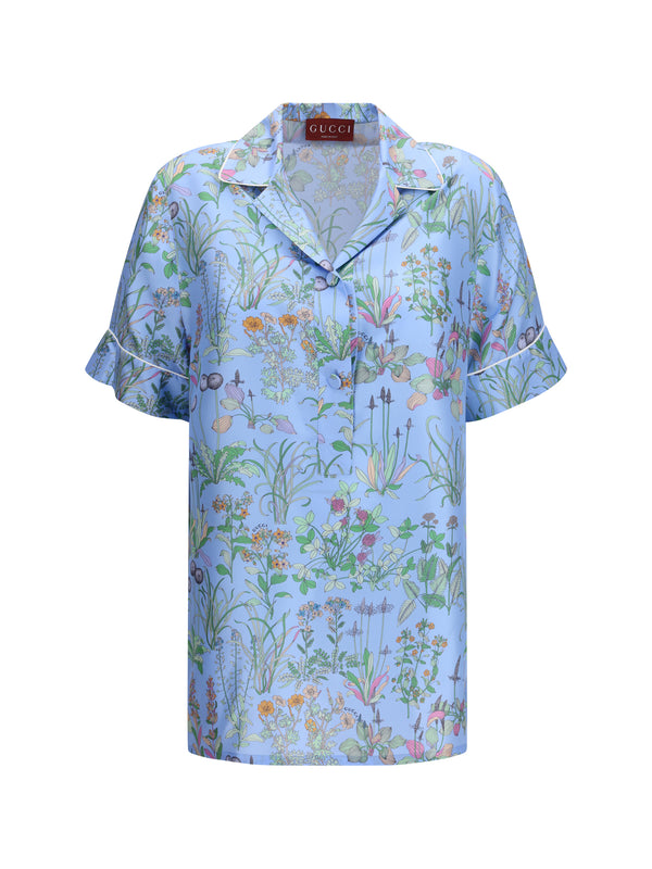 Gucci 100% Silk shirt in blue