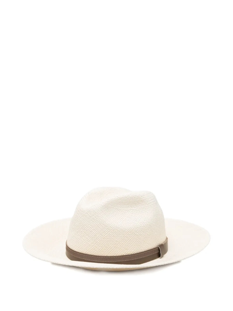 Kiton Straw 100% panama hat in cream
