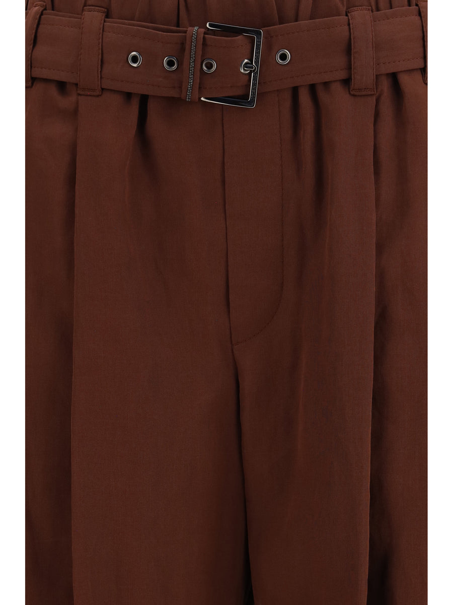 Loose Cotton Trousers With Monili Mulberry