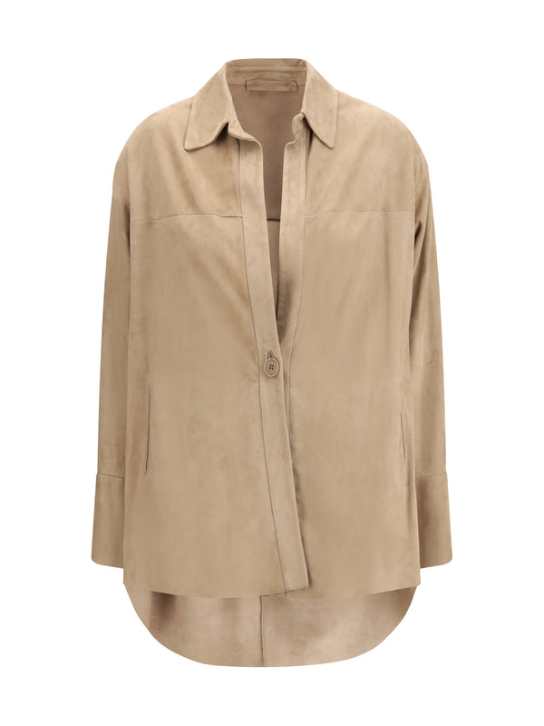 Salvatore Santoro 100% Lamb Suede shirt in beige