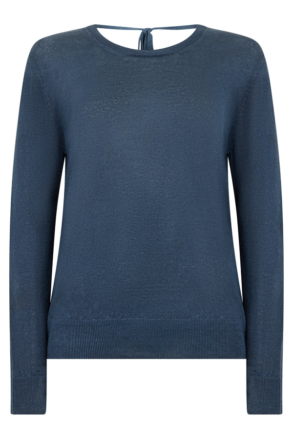 Linen Sweater Marine Blue