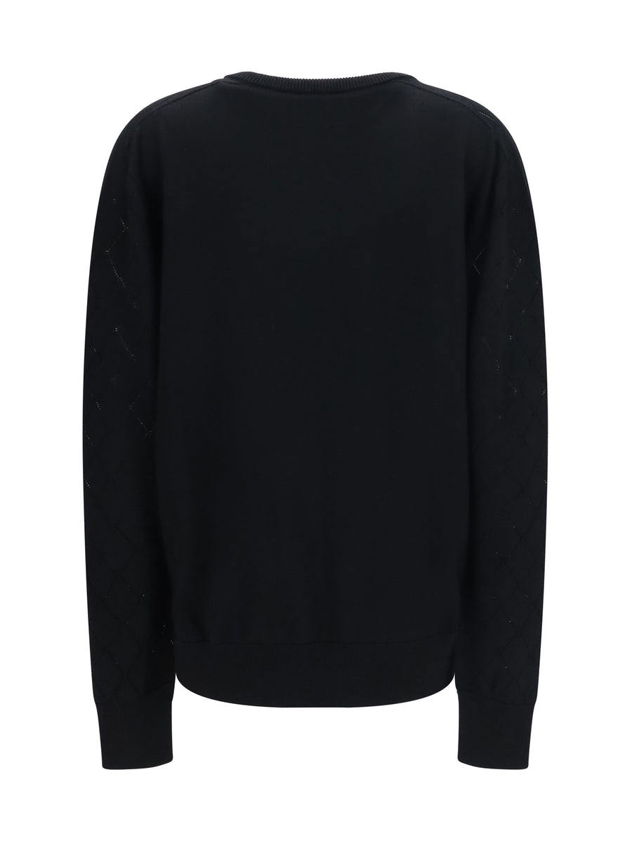 V-Neck Sweater, Black Merino Wool