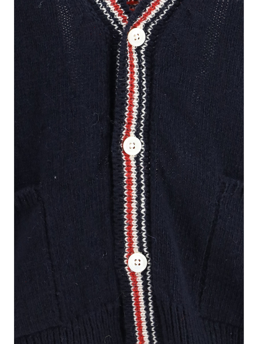 Cardigan Hector Donegal Yarn Navy Merino Wool (ovis Aries)