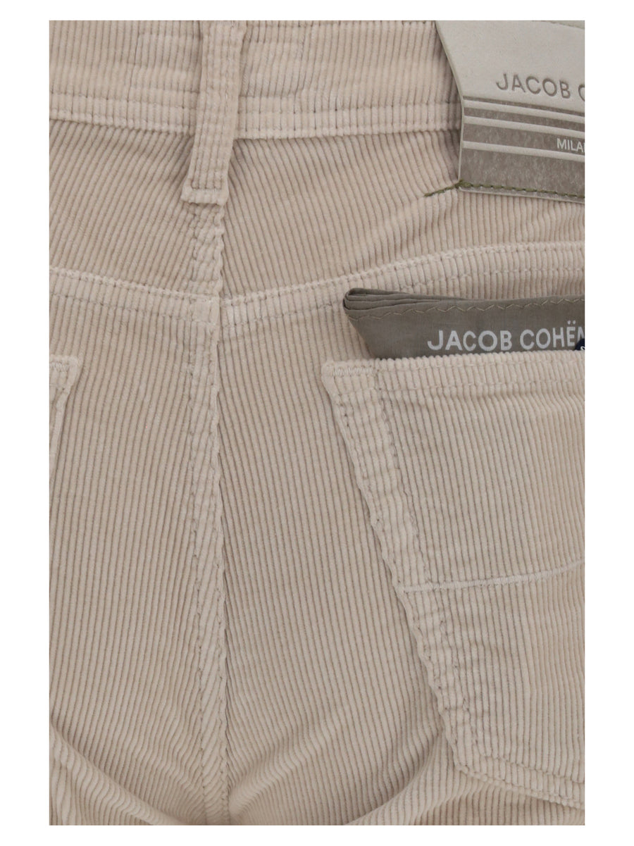 Straight-Leg Corduroy Pants Beige Cotton Jean