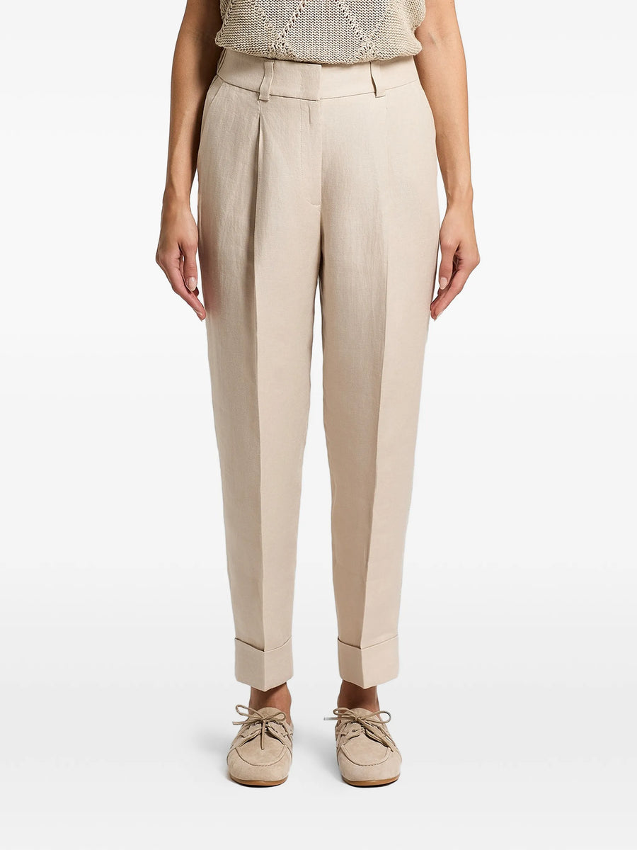 Peserico Flax 100% trousers in beige