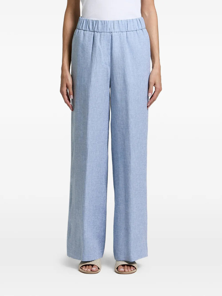 Peserico Linen-blend with slub texture trousers in light blue