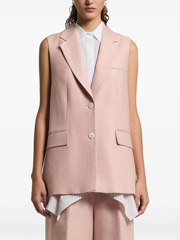 Peserico Outer: Flax 100% vest in pink