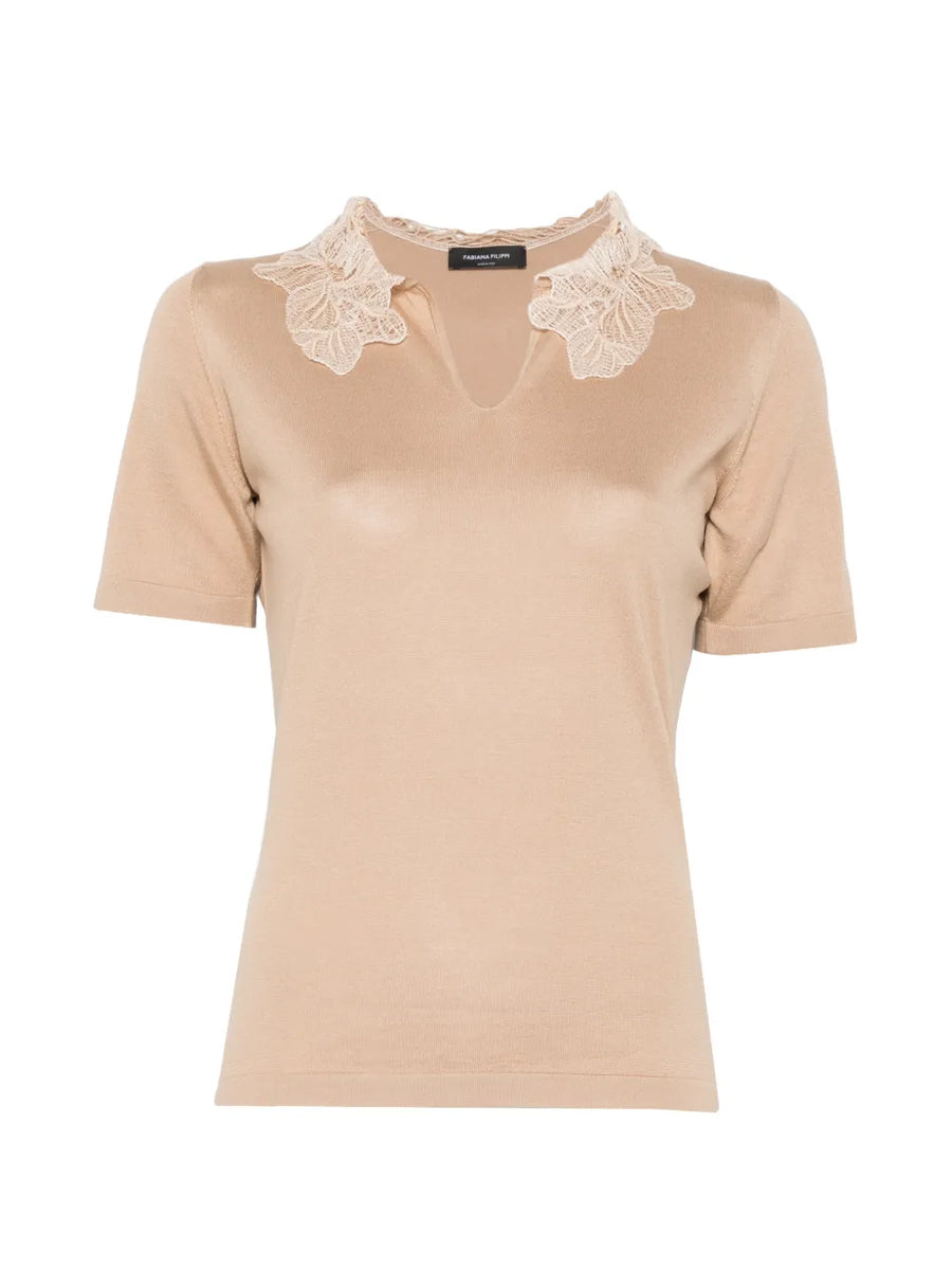Fabiana Filippi Silk 55% t-shirt in beige