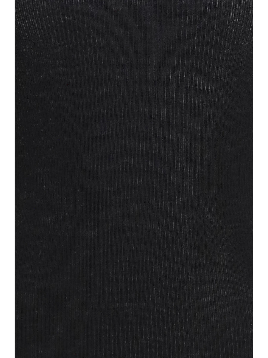 Sweater Slim Ribbed Black Merino Wool