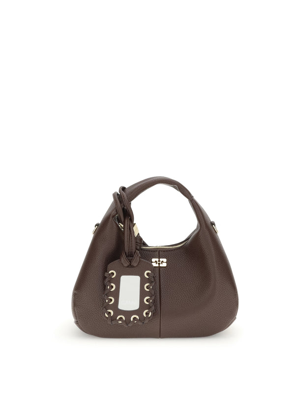 Ganni 52% recycled polyester mini bag in brown