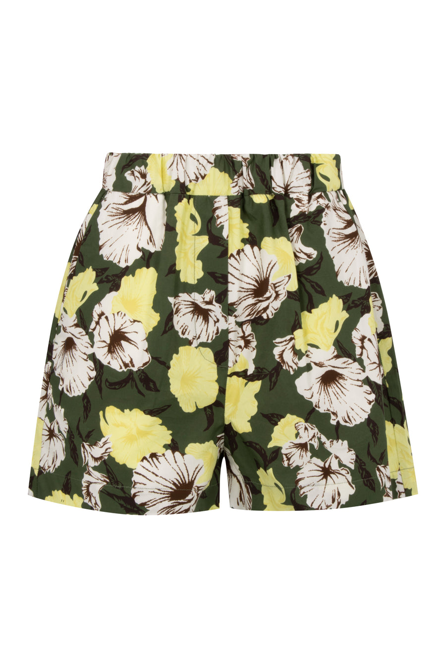 Floral Cotton Shorts Green