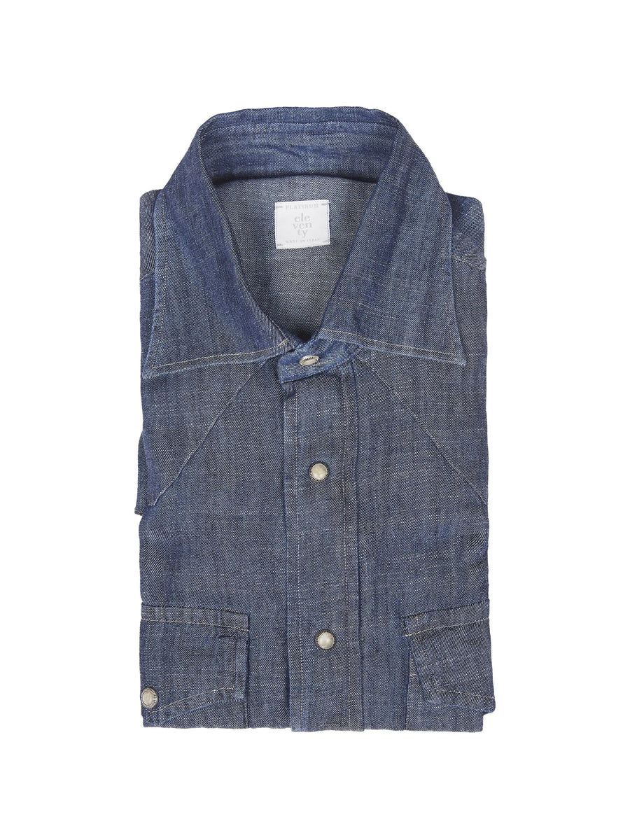 Eleventy 100% Linen shirt in blue