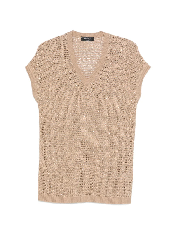 Fabiana Filippi Cotton 53% tank top in beige
