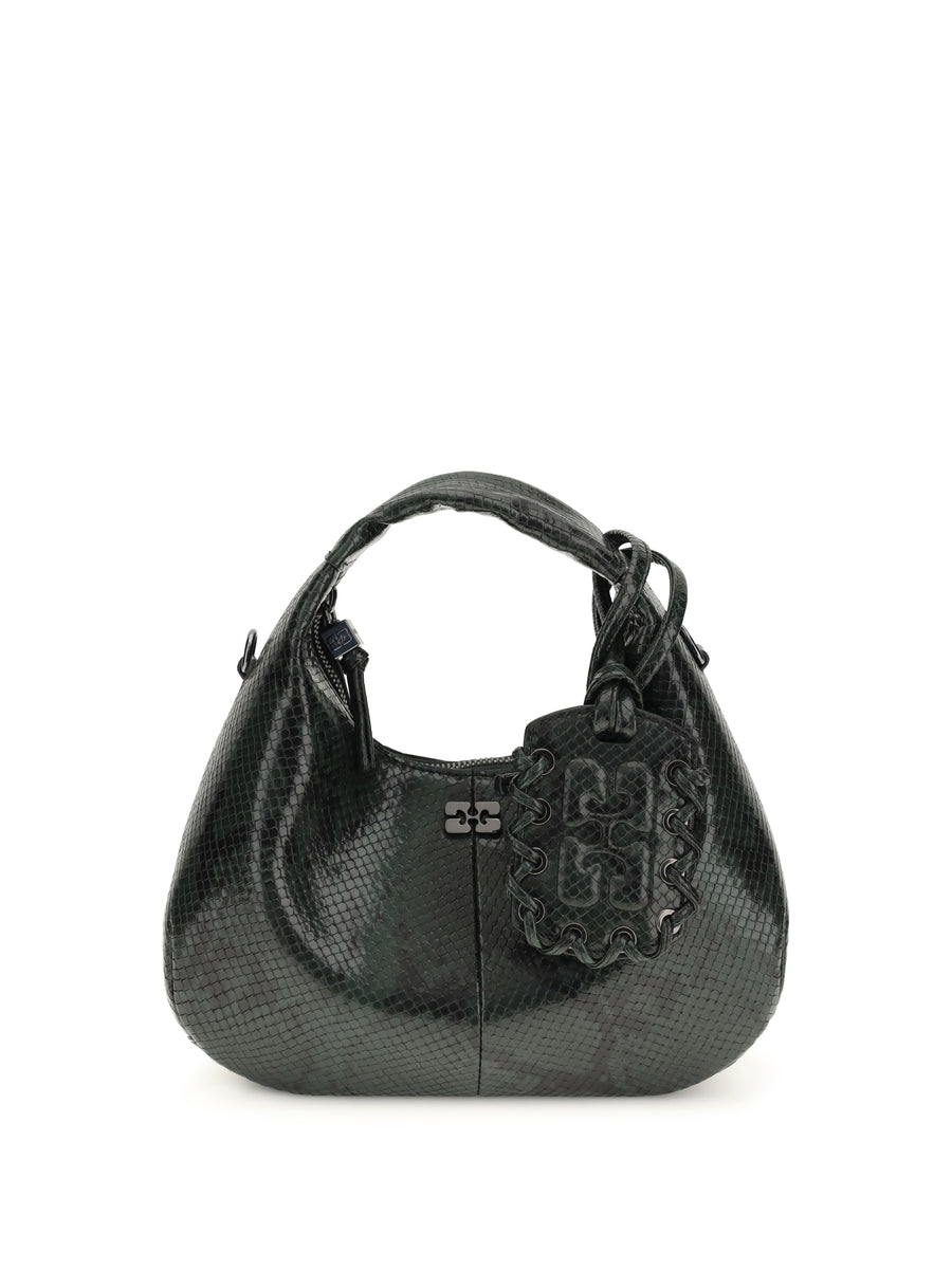 Ganni 52% Recycled Polyester shoulder bag in green