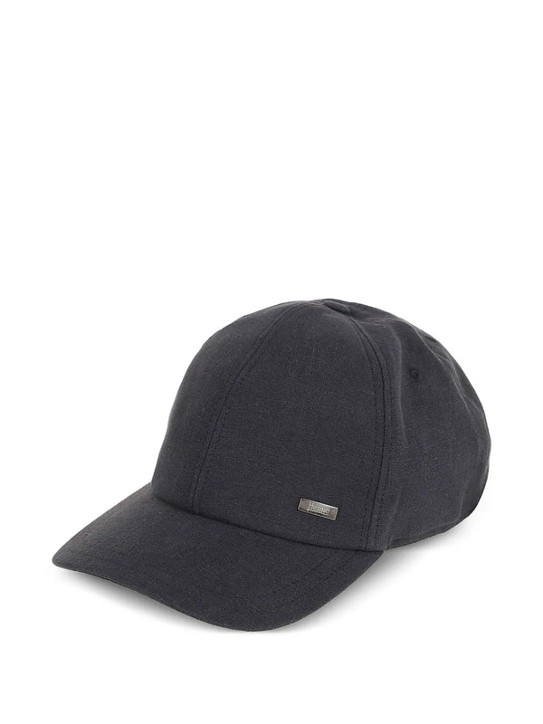 Herno Outer: Linen/Flax 50% baseball cap in charcoal
