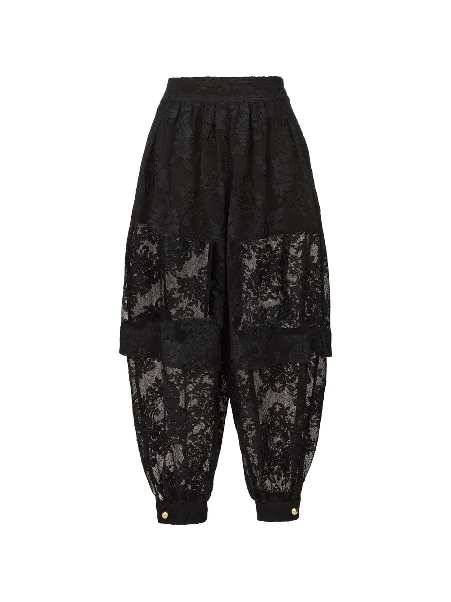 Zimmermann Lace and woven trousers in black