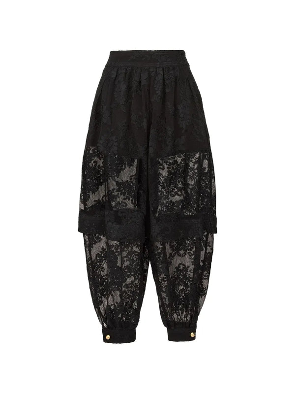 Zimmermann Lace and woven trousers in black